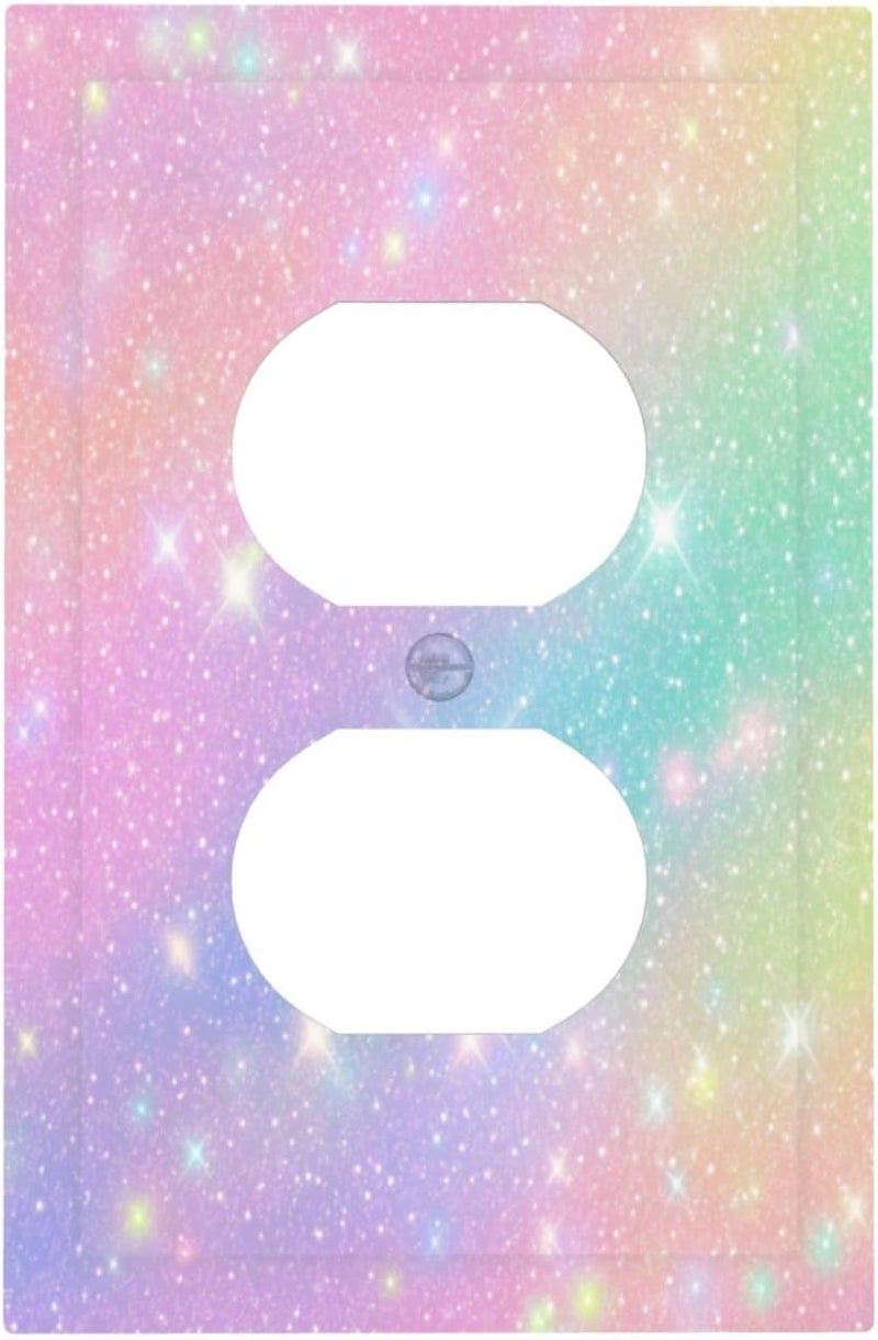 Wuyocha Decorative Outlet Covers Rainbow Shiny Gradient Colors 1 Gang Wall Plate Receptacle Duplex Light Switch Cover Plate Single Dual Plug Covers Electrical Switchplate for Kids Room Nursery Decor - Image 1
